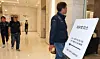 Labor union members representing cargo truckers enter a room for working-level negotiations with BGF Logis at a hotel in Daejeon on April 22. [NEWS1]