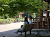Participants are on a date at a temple through a matchmaking program organized by the Korean Buddhist Foundation For Social Welfare. [KOREAN BUDDHIST FOUNDATION FOR SOCIAL WELFARE]