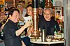 SK Group Chairman Chey Tae-won, left, holds a glass of beer with Nvidia CEO Jensen Huang at a Korean barbecue restaurant in western Seoul on June 5. [CHOI GI-UNG]