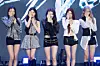 Girl group Meovv poses for a photo during a press showcase for its second EP, ″Bite Now,″ held at Cube Convention Center in western Seoul on June 1. [DANIELA GONZALEZ PEREZ]