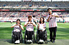 From left: Medalists from the 2026 Milan-Cortina Winter Paralympics Kim Yun-ji, Lee Yong-seok, Baek Hye-jin and Lee Je-hyuk take part in the match ball delivery and ceremonial kickoff ahead of the K League match between FC Seoul and Daejeon Hana Citizen at Seoul World Cup Stadium on April 18, two days before the Day of Persons with Disabilities. [FC SEOUL]
