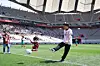Lee Je-hyuk,a snowboard bronze medalist at the 2026 Milan-Cortina Winter Paralympics, performs the ceremonial kickoff during the K League match between FC Seoul and Daejeon Hana Citizen at Seoul World Cup Stadium on April 18, two days before the Day of Persons with Disabilities. [FC SEOUL]