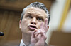 U.S. Secretary of Defense Pete Hegseth testifies before Joint Chiefs of Staff Chair Dan Caine, Under Secretary of Defense, Jules Hurst III, before the House Armed Services Committee in the Rayburn House Office Building in Washington on April 29. [EPA/YONHAP]