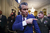 U.S. Secretary of Defense Pete Hegseth departs a Medal of Honor ceremony in the East Room of the White House in Washington on March 2. [EPA/YONHAP]