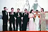 From left, Zo In-sung, Hwang Jung-min, Director Na Hong-jin, Michael Fassbender, Alicia Vikander, Taylor Russell and Jung Ho-yeon attend the premiere of ″Hope″ during the 79th annual Cannes Film Festival, in Cannes, France, on May 17. [EPA/YONHAP]