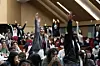 Students raise their hands to answer questions during orientation for the Sookmyung-Minerva Exchange Program held on Jan. 13, 2025. Sookmyung Women’s University launched the Hallyu International College exclusively for international students in the first semester of 2026. [SOOKMYUNG WOMEN'S UNIVERSITY]