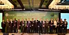 Former UN Secretary General Ban Ki-moon, eighth from left, Kim Sang-hyup, executive director of the Global Green Growth Institute (GGGI), seventh from left, members of the diplomatic corps in Korea and other dignitaries take a commemorative photo at a joint conference hosted by the GGGI and the Green Climate Fund at the Four Seasons Hotel in central Seoul on May 21. [GGGI]