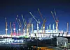 Lights illuminate the night sky at the construction site of Samsung Electronics’ fifth semiconductor plant at its Pyeongtaek Campus in Pyeongtaek, Gyeonggi, on Feb. 24. [YONHAP]