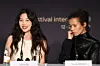 Actors Jung Ho-yeon and Taylor Russell attend a press conference for ″Hope″ during the 79th annual Cannes Film Festival, in Cannes, France, on May 18. [EPA/YONHAP]