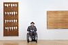 Ha Chong-hyun poses alongside his ″Conjunction″ paintings at the Art Sonje Center in central Seoul in an undated photo. [ART SONJE CENTER]