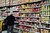 Instant noodle products are displayed at a supermarket in Seoul in this file photo taken on April 3. [YONHAP]