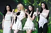 Girl group aespa poses for photos during a press conference for the release of its second full-length album “Lemonade” at Sofitel Ambassador Seoul Hotel in southern Seoul on May 28. [DANIELA GONZALEZ PEREZ]
