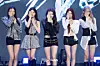 Girl group Meovv poses for photos during a press conference for the release of its second EP “Bite Now” at Cube Convention Center in western Seoul on June 1. [DANIELA GONZALEZ PEREZ]