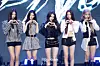 Girl group Meovv poses for photos during a press conference for the release of its second EP “Bite Now” at Cube Convention Center in western Seoul on June 1. [DANIELA GONZALEZ PEREZ]