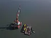 Monopiles made by GS Entec are being installed at the Yeonggwang Nakwol Offshore Wind Farm in Yeonggwang, South Jeolla, in this file photo provided by the company. [GS ENTEC]