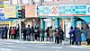 Citizens wait in a long line in front of a pharmacy in Daejeon on March 12, 2020, to purchase face masks under the government’s 'five-day rotation' rationing system. The measure was implemented to address the severe supply shortage during the early stages of the Covid-19 pandemic. [KIM SEONG-TAE]