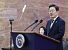 President Lee Jae Myung delivers his inaugural address as he is sworn in at the National Assembly in Yeouido, western Seoul, on June 4, 2025, following a snap election victory. [JOINT PRESS CORPS]