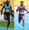 Sprinters Biwesa Daniel Kashama of Ansan City Hall, left, and Joel Jin Nwamadi of Yecheon County Office [YONHAP/NEWS1]