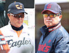 Hanwha Eagles manager Kim Kyung-moon, left, and Lotte Giants manager Kim Tae-hyung [NEWS1]