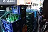 Crates of alcoholic drinks are stacked near a restaurant in Jung District, central Seoul, on Aug. 18, 2025. [YONHAP]