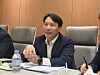 Akin Li, executive president of overseas E-Car Business Division at CATL, speaks during an interview with the Korea JoongAng Daily at the Auto China 2026 in Beijing on April 25. [SARAH CHEA]