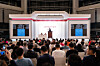 Art collectors and buyers are seen at a Christie's auction on Korean dansaekhwa artist Kim Whan-ki's works at a venue in Hong Kong in 2019. [JOONGANG ILBO]