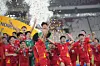 Vietnam U-23 football team celebrates after defeating Indonesia during their final Asean U-23 Championship match at Gelora Bung Karno Main Stadium in Jakarta, Indonesia, on July 29, 2025. [AP/YONHAP]