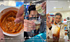 Creators on Instagram showing their combination foods, left, is rice cakes with Buldak sauce and cheese, center and right being coffee with banana milk. [SCREEN CAPTURE]