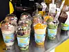 Rows of cup bingsu (shaved ice), a seasonal summer menu at Mega MGC Coffee [MEGA MGC COFFEE]