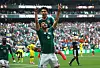 Mexican footballer Raul Jimenez celebrates scoring their second goal at the FIFA World Cup 2026 held in Mexico on June 11.
