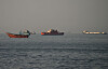 Vessels at the Strait of Hormuz, as seen from Musandam, Oman, June 14.