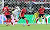 Korean footballers in red uniforms block a Czech Republic player's attempt to score a goal during a FIFA World Cup 2026 match held in Mexico on June 11.
