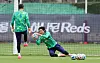 Kim Seung-gyu, a goalkeeper on the national football team, blocks a ball during a training session in Mexico on June 15.