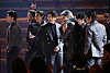 Boy band BTS performs during the 64th Annual Grammy Awards show in Las Vegas on April 3, 2022.