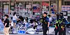 Protesters block the entry to the vote-counting site for the June 3 local elections in southern Seoul on June 18.