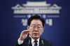 President Lee Jae Myung speaks during a press briefing at the Blue House in central Seoul on June 19.