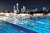 A night view of the swimming pool at Yeouido Hangang Park in Yeouido