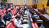 Financial Supervisory Service (FSS) Governor Lee Chan-jin, far right, speaks during a press briefing held in western Seoul on June 22.
