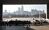Large crowd waits in line outside the National Museum of Korea in Seoul.