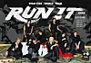 Stray Kids group promotional poster for the World Tour Run 2025 with bold lettering and a scenic background.