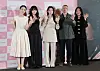 Cast and crew pose together at a press event for the film 'Hana Korea' in Seoul.