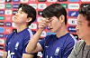 Kim Jin-gyu, center, a mid-fielder of Jeonbuk Hyundai Motors and Korean national football team, speaks during a press event in Mexico on June 28.