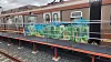 A graffiti-painted train car is parked at Daejeo train depot in Busan on June 23.