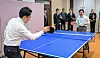 Korean Defense Minister Ahn Gyu-back, second from right, and Japanese Defense Minister Shinjiro Koizumi, far left, play table tennis in Japan on Jan. 30.