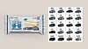 Hyundai and GS25 ice cream bar package beside a sheet of Hyundai car stickers.