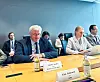 Ukrainian Foreign Minister Andrii Sybiha, left, attends business roundtable session on Ukraine's reconstruction hosted by the Korea Overseas Infrastructure and Urban Development Corporation on June 29.