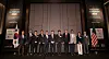 James Kim, center, the chairman of the American Chamber of Commerce in Korea (Amcham) and executives of leading global technology companies, including Apple, OpenAI, Qualcomm and Tesla, take a group photo marking the launch of AI Leadership Council on July 2 in central Seoul.