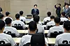 Superintendent Gwangju Metropolitan City Office of Education Kim Dae-jung meets with baseball players of Gwangju Jeil High School on July 1.