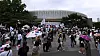 Protesters gather in front of a vote-counting center in southern Seoul on July 2.