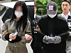Left: A woman in her 20s who blackmailed Son Heung-min with false pregnancy claim arrives at the Seoul Central District Court in southern Seoul on May 17, 2025; Right: A man who colluded in the coercion arrives at the court on the same day.